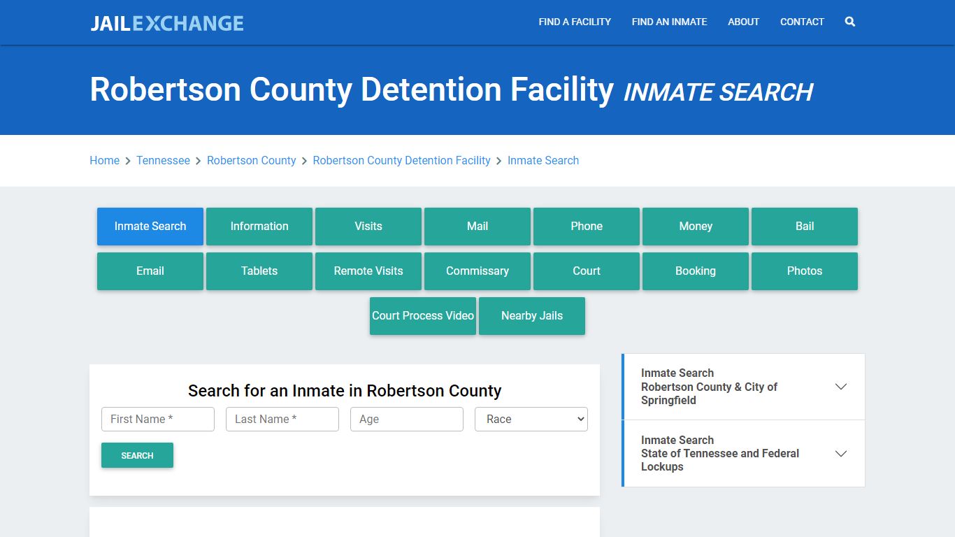 Robertson County Detention Facility Inmate Search - Jail Exchange